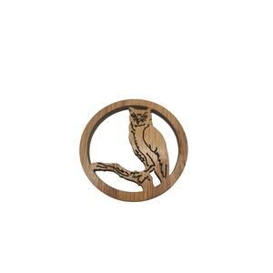 Laser Cut Wooden Owl Magnet Rustic Farm Nature Carved Bird Fridge Home Decor